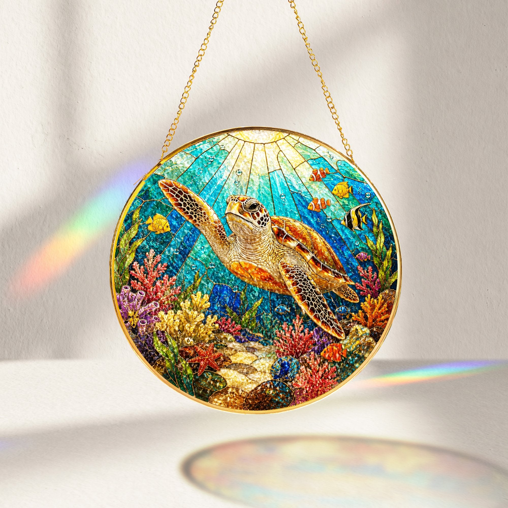 Sea Turtle Stained Glass Suncatcher