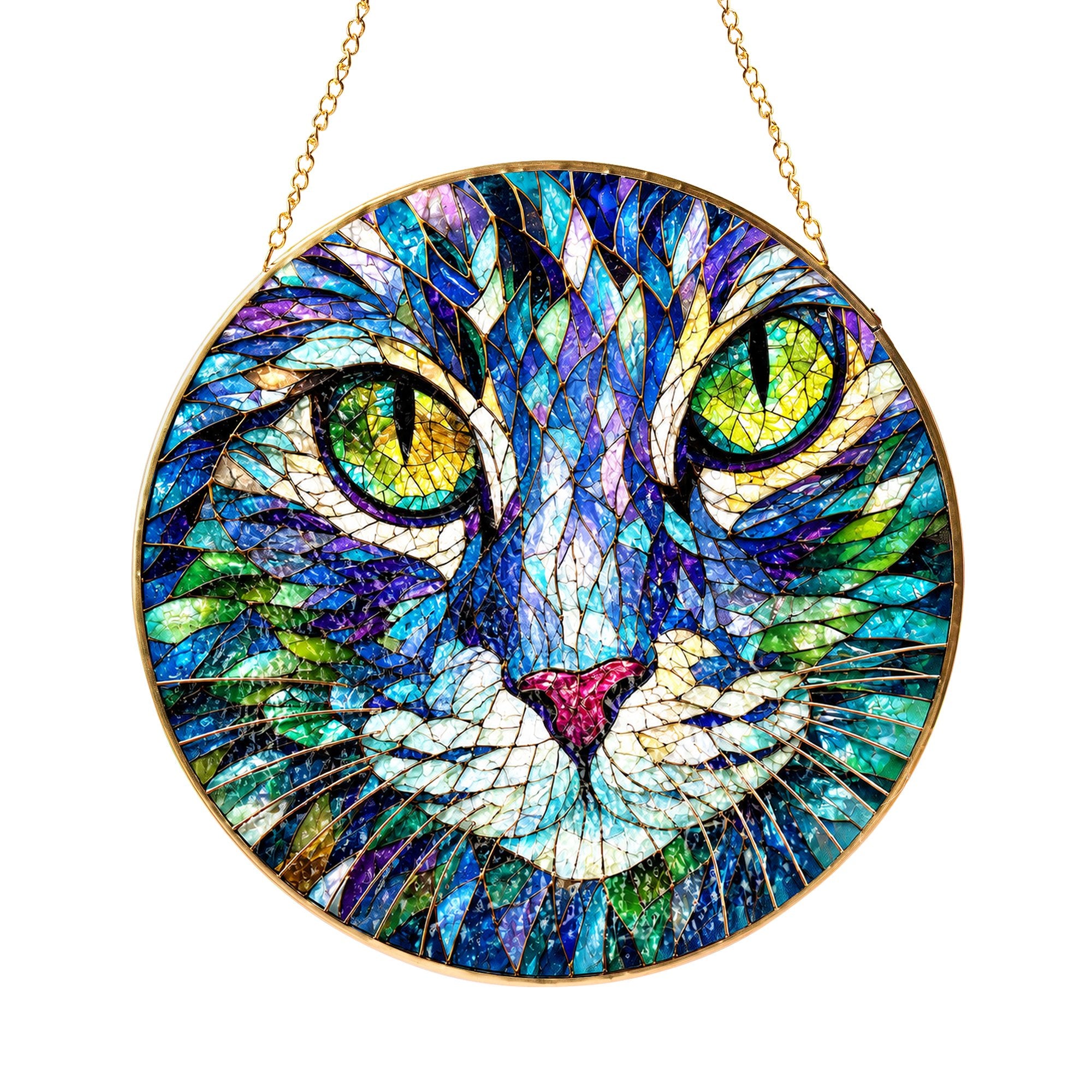 Cat Face Stained Glass Suncatcher