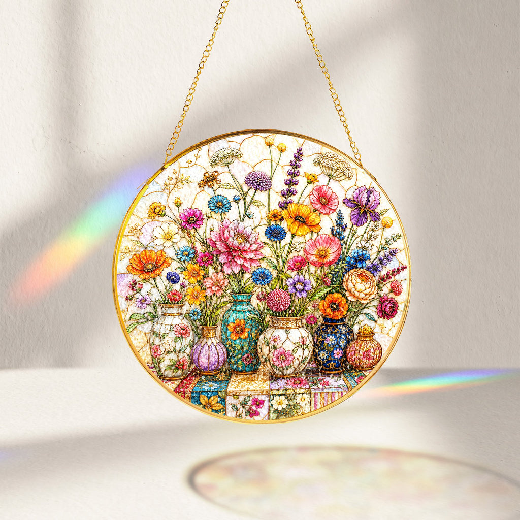 Wildflower Bouquet Stained Glass Suncatcher