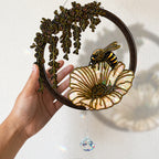 Bee Stained Glass Suncatcher with Flower and Crystal