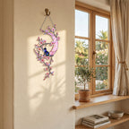 Black Cat & Cherry Blossom Moon Holographic Acrylic Suncatcher