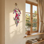 Cardinal Pair & Roses Crescent Moon Holographic Acrylic Suncatcher