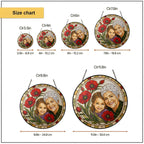 Personalized Photo Grandma Suncatcher – Custom Portrait &amp; Poppies Stained Glass Window Hanging
