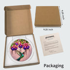 Hummingbird fuchsia puzzle suncatcher shown in its kraft gift box