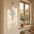 Luna Moth & Cherry Blossom Moon Holographic Acrylic Suncatcher