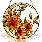 Pink Stargazer Lily Stained Glass Suncatcher