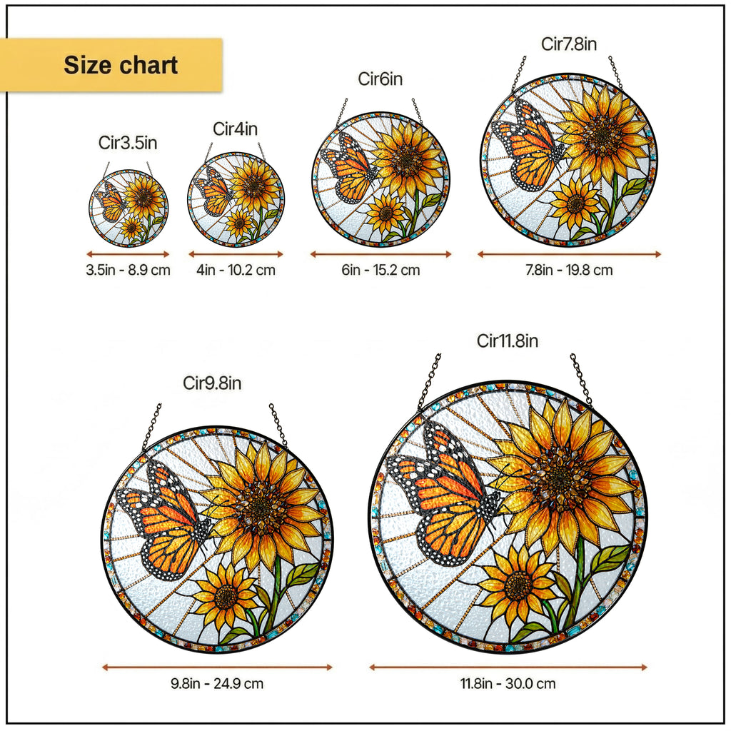 Monarch Sunflower Stained Glass Suncatcher