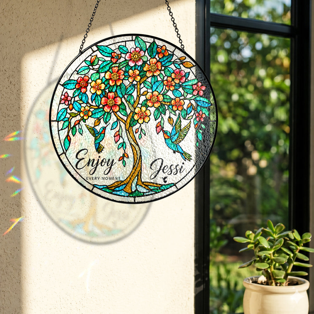 Personalized Hummingbird Tree of Life Memorial Suncatcher