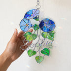 Personalized Blue Morning Glory Holographic Acrylic Suncatcher