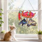 Swallowtail Butterflies & Tiger Lily Holographic Acrylic Suncatcher