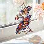 Monarch Butterflies & Berry Branch Holographic Acrylic Suncatcher