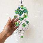 Personalized Monstera Trailing Vine Holographic Acrylic Suncatcher