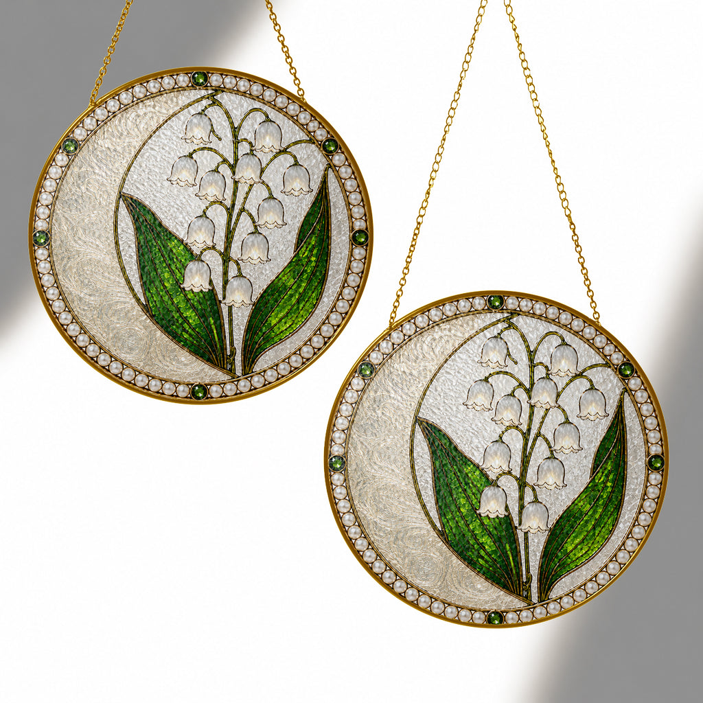 Lily of the Valley Pearl Stained Glass Suncatcher