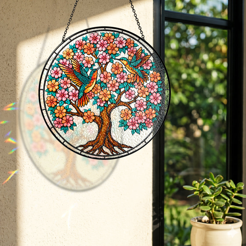 Personalized Hummingbird Tree of Life Memorial Suncatcher