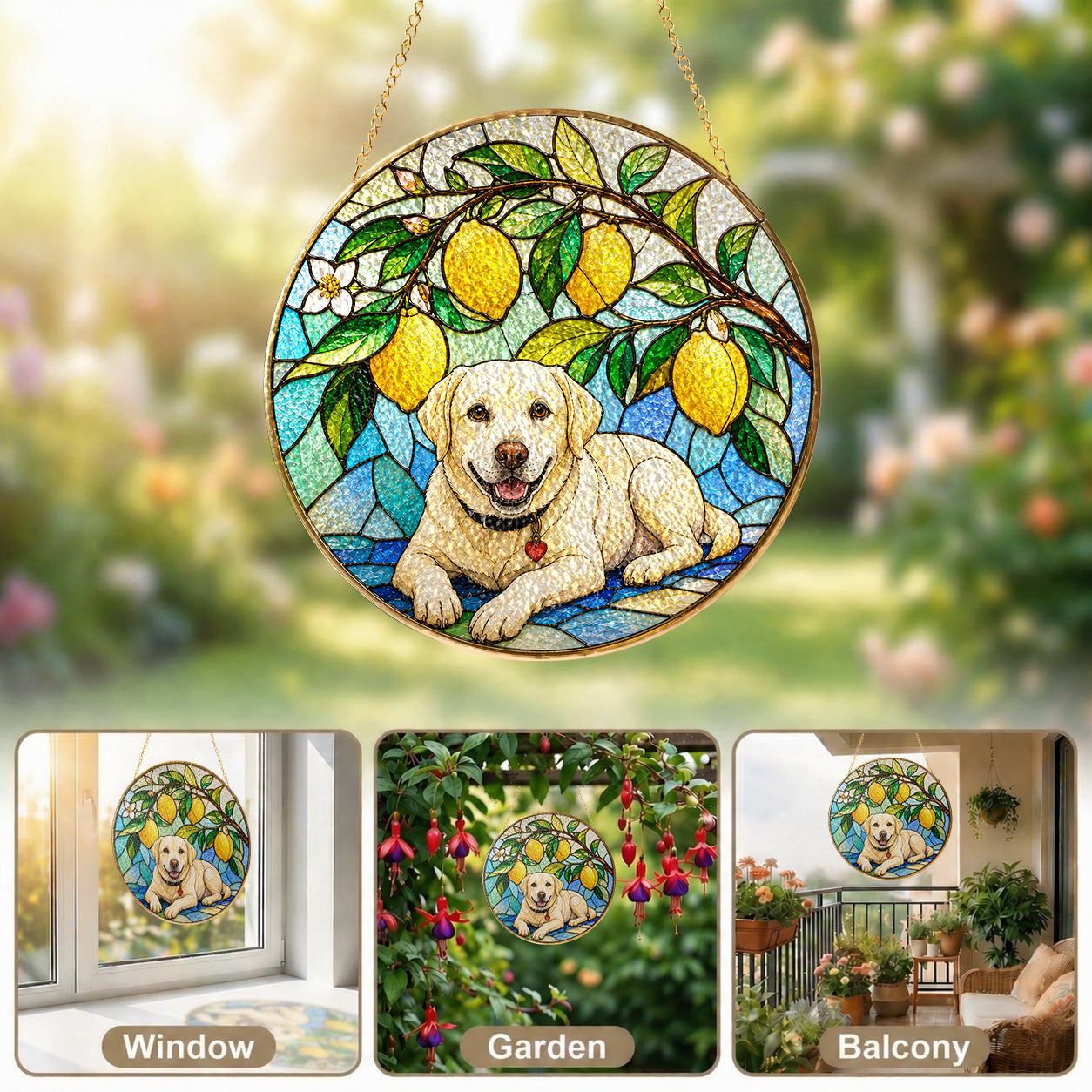 Personalized Puppy Lemon Suncatcher