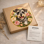 Personalized Schnauzer Rose Suncatcher