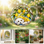 White Puppy & Lemons Glass Suncatcher gift box packaging