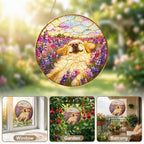 Golden Pup in Lavender Field Suncatcher gift box packaging