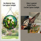 Mama and Baby Frog Wildflower Stained Glass Suncatcher