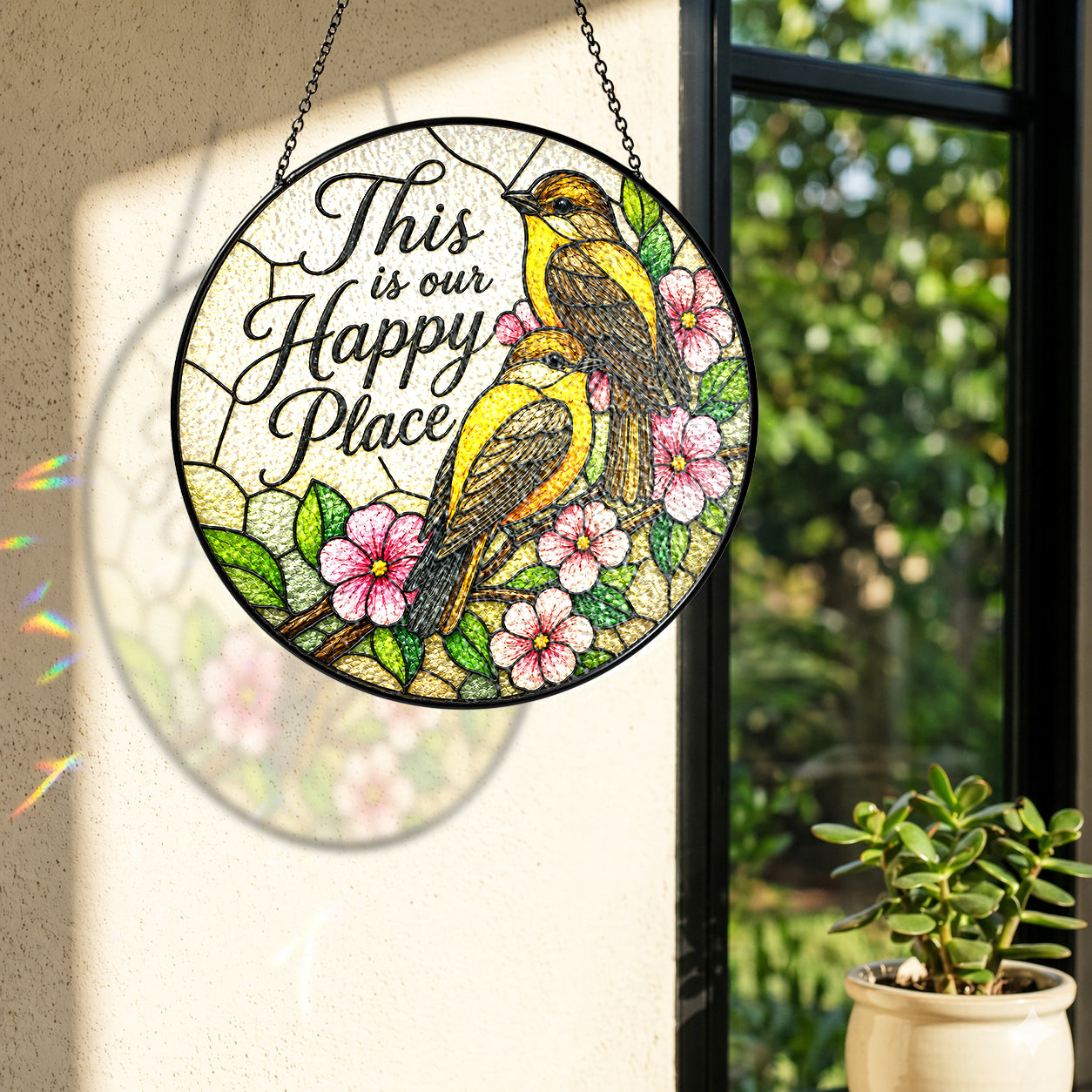 This Is Our Happy Place Songbird Stained Glass Suncatcher