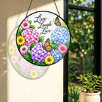 Live Laugh Love Floral Butterfly Stained Glass Suncatcher
