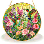 Hummingbird Floral Stained Glass Suncatcher