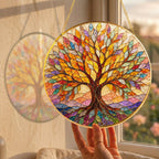 Autumn Tree of Life Stained Glass Suncatcher
