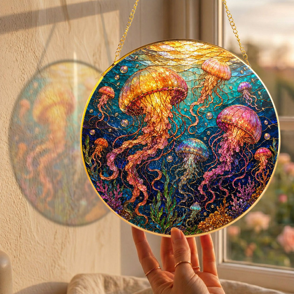 Jellyfish Stained Glass Suncatcher