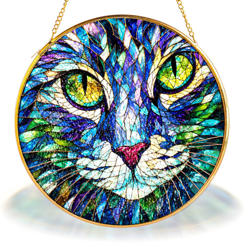 Cat Face Stained Glass Suncatcher