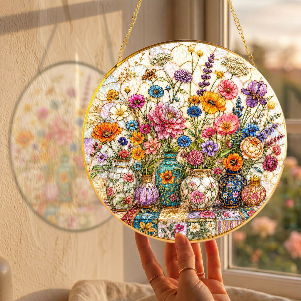 Wildflower Bouquet Stained Glass Suncatcher