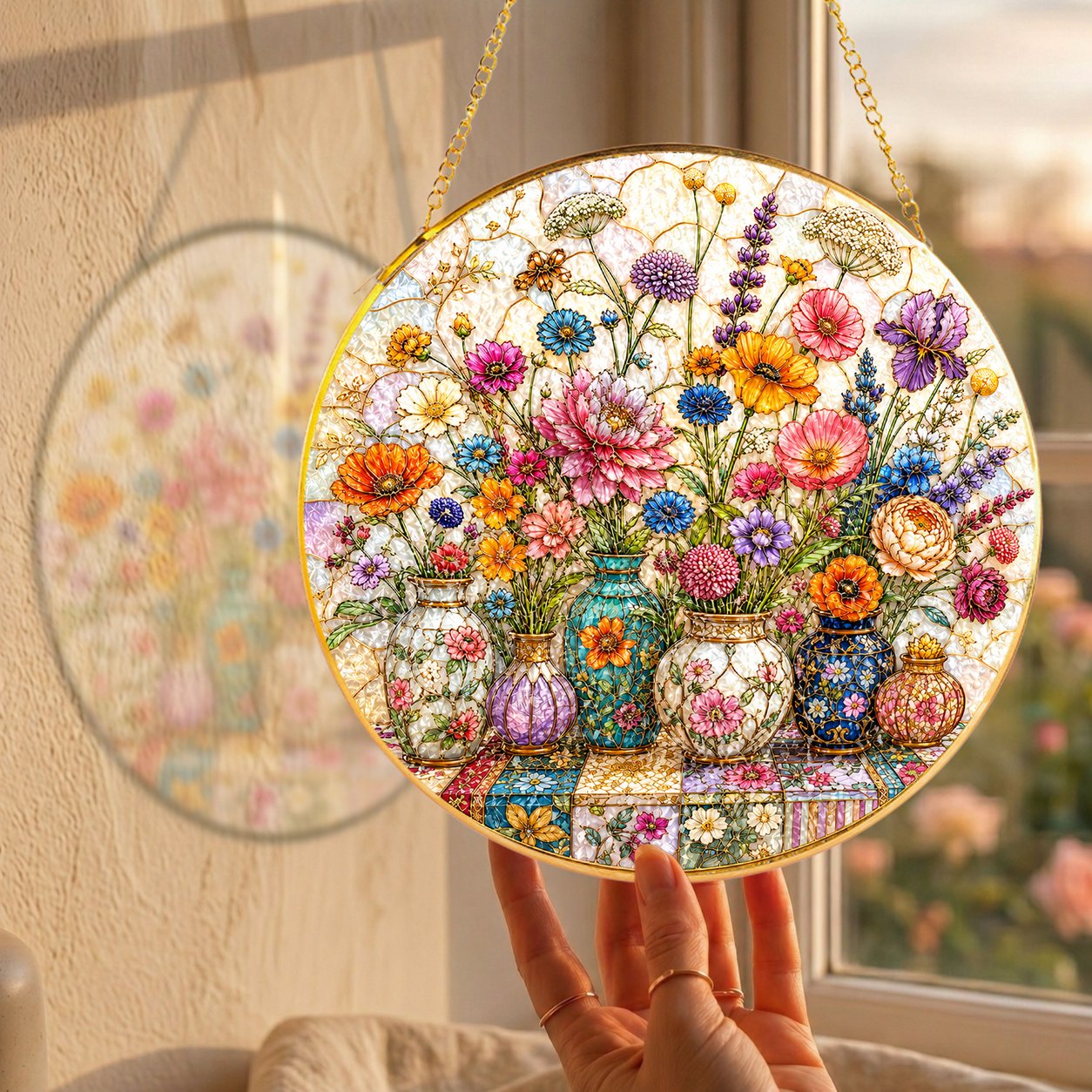 Wildflower Bouquet Stained Glass Suncatcher