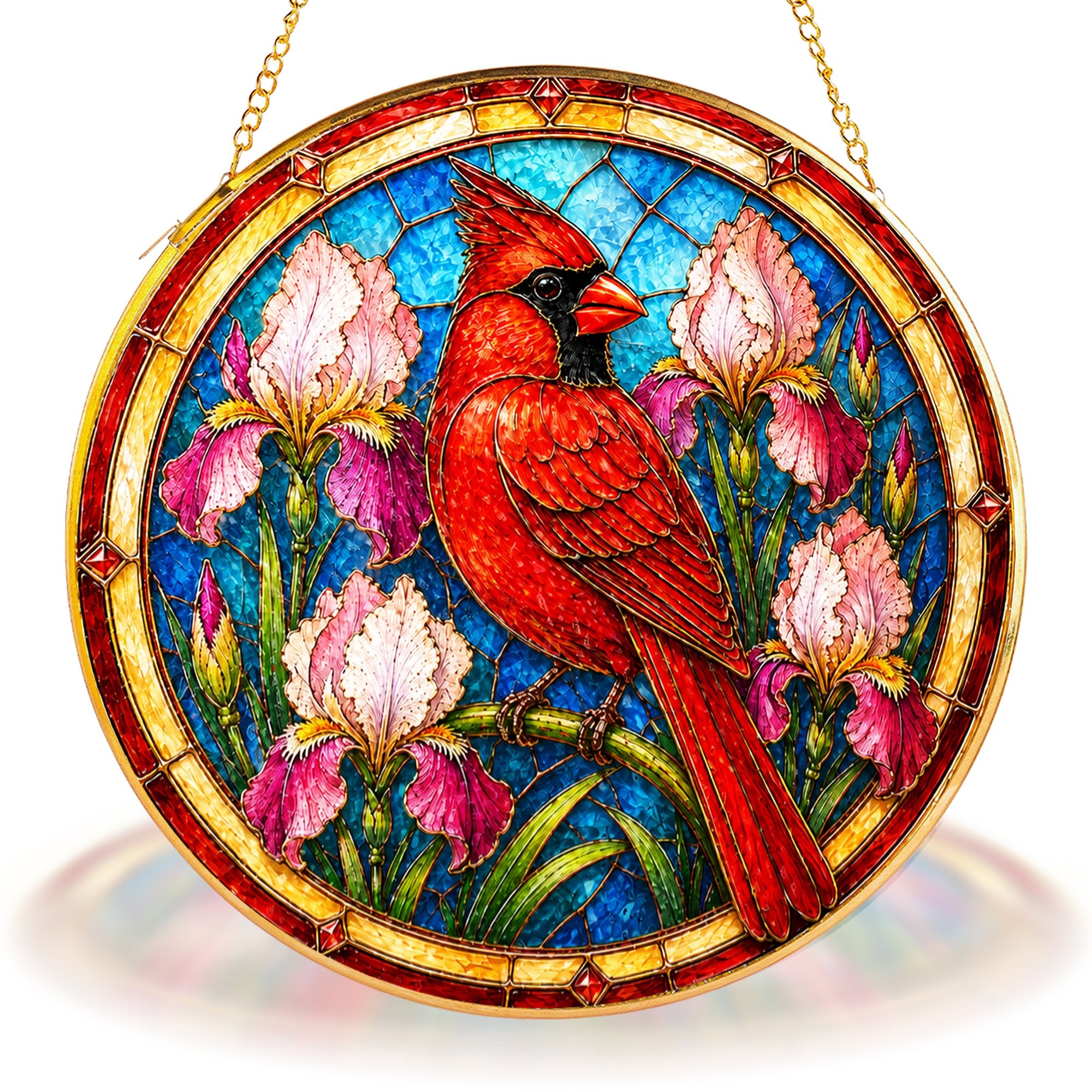 Cardinal Stained Glass Suncatcher