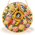 Birdhouse Birds Stained Glass Suncatcher