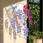 Cardinal & Hummingbird Forget-Me-Not Moon Holographic Acrylic Suncatcher