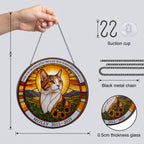 Cat memorial suncatcher details suction cup black metal chain and 0.5 cm glass