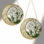 Lily of the Valley Stained Glass Suncatcher – Crescent Moon