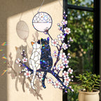 Cat Couple & Cherry Blossom Moon Holographic Acrylic Suncatcher