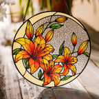 Pink Stargazer Lily Stained Glass Suncatcher