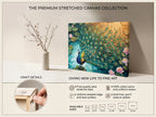 Peacock Canvas Wall Art Teal Blue Green Peacock Painting, 3D Feather Look for Living Room Bedroom Office