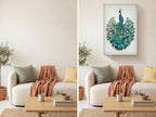 Peacock Canvas Wall Art Teal Blue Green Painting
