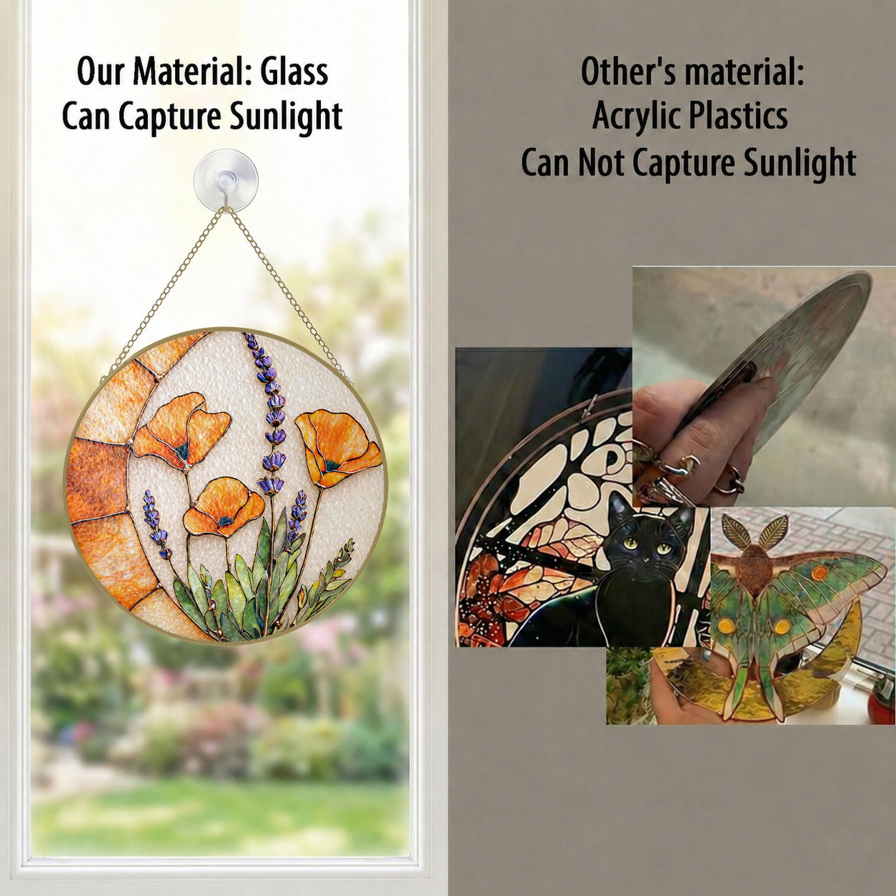 Poppy Lavender Stained Glass Suncatcher