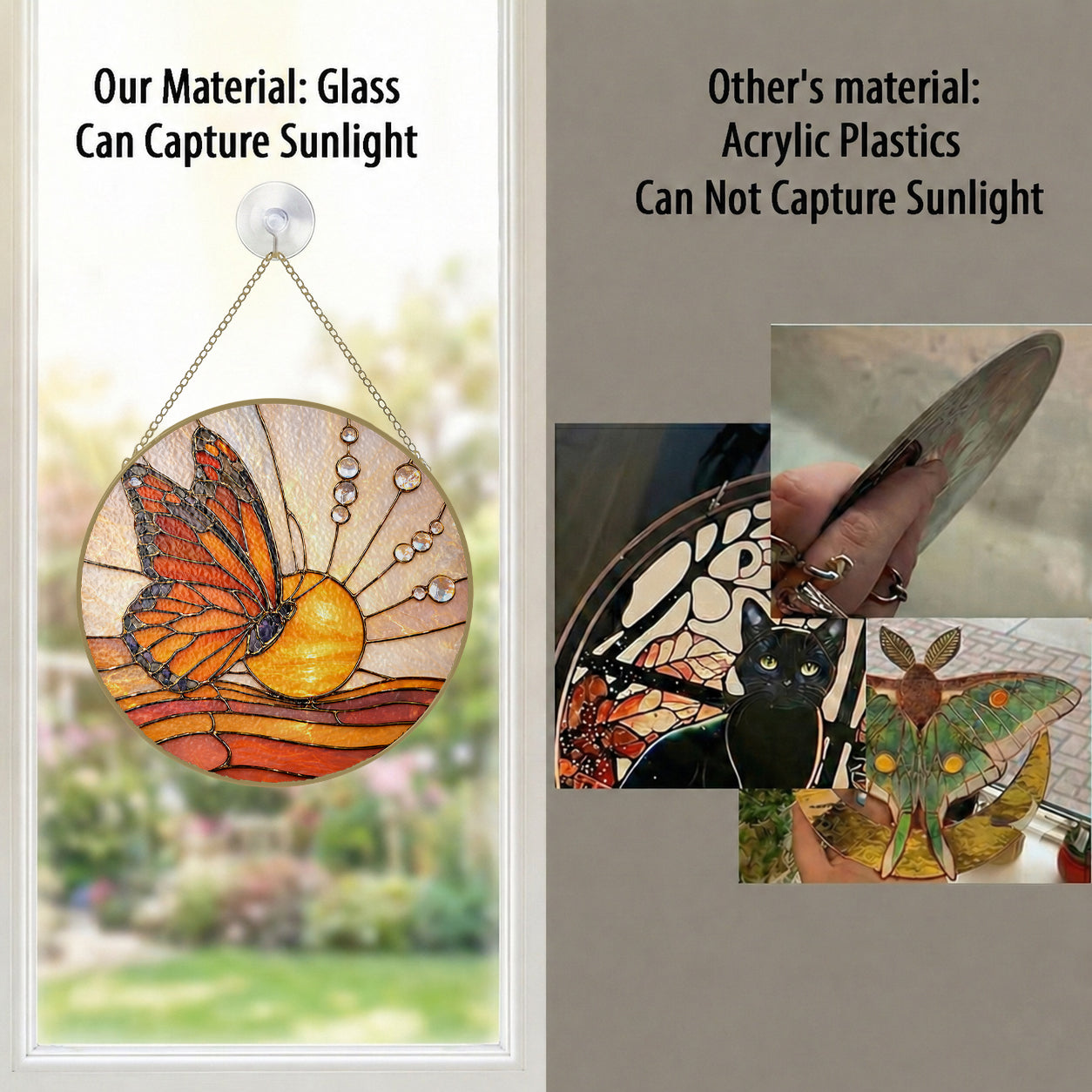 Butterfly Sunrise Stained Glass Suncatcher