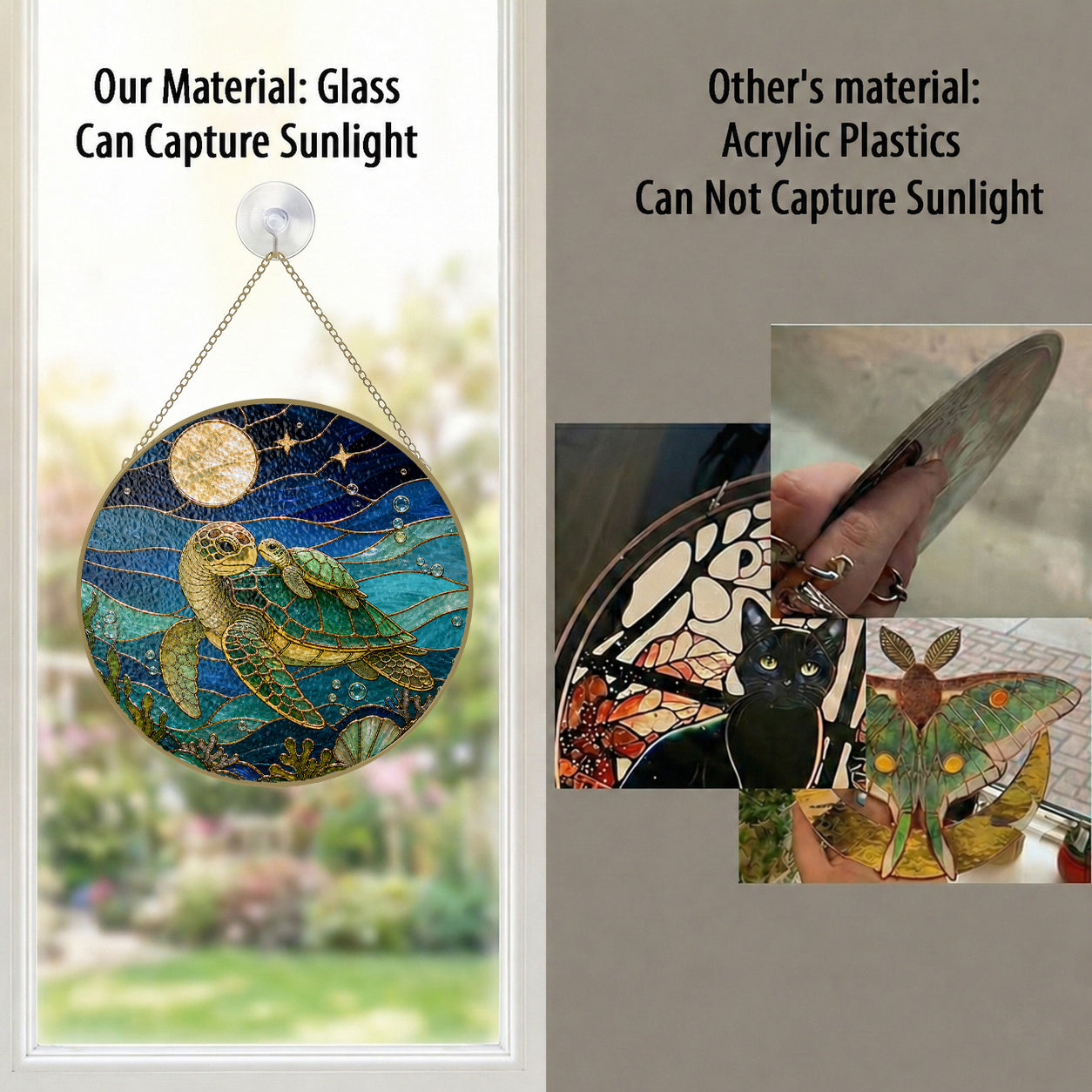 Sea Turtle Stained Glass Suncatcher