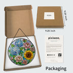 Hydrangea Sunflower Rose Stained Glass Suncatcher