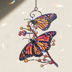 Monarch Butterflies & Berry Branch Holographic Acrylic Suncatcher