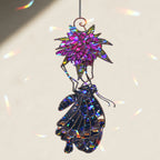 Black Swallowtail & Purple Dahlia Holographic Acrylic Suncatcher