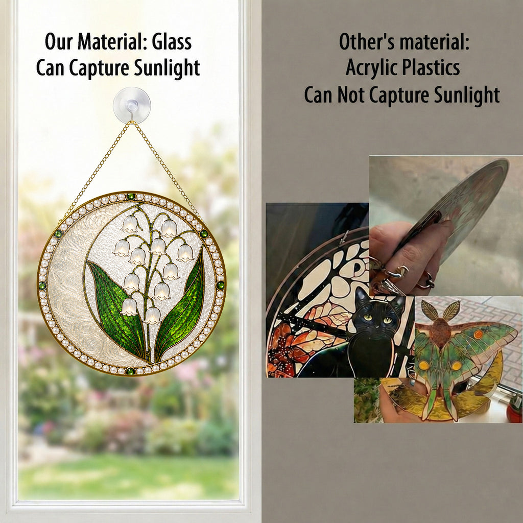 Lily of the Valley Pearl Stained Glass Suncatcher