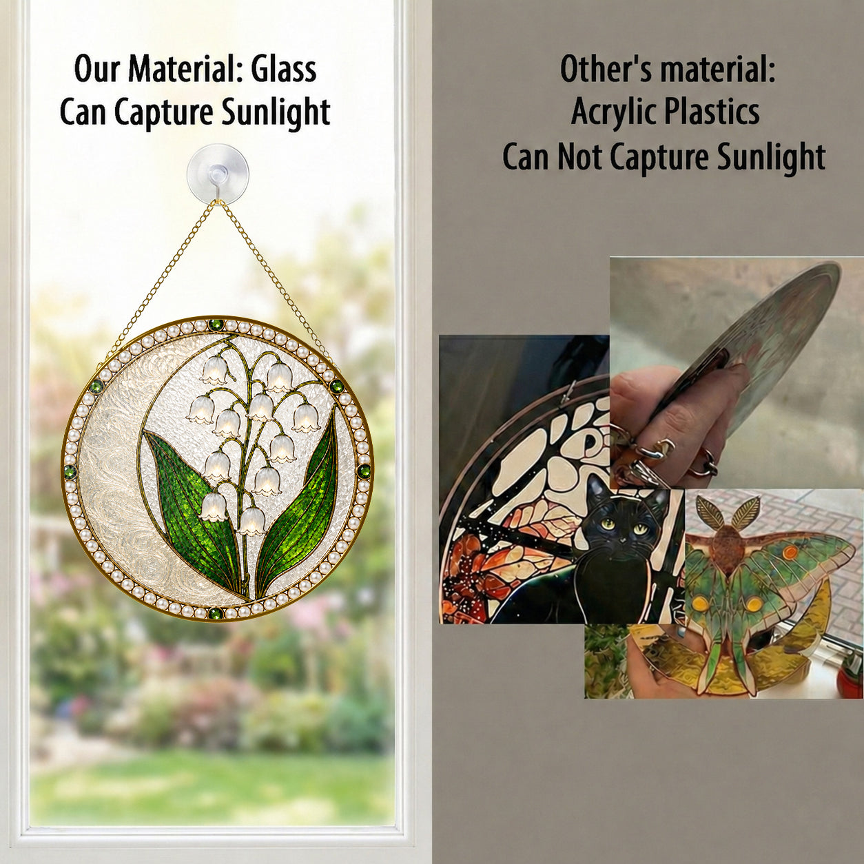 Lily of the Valley Pearl Stained Glass Suncatcher