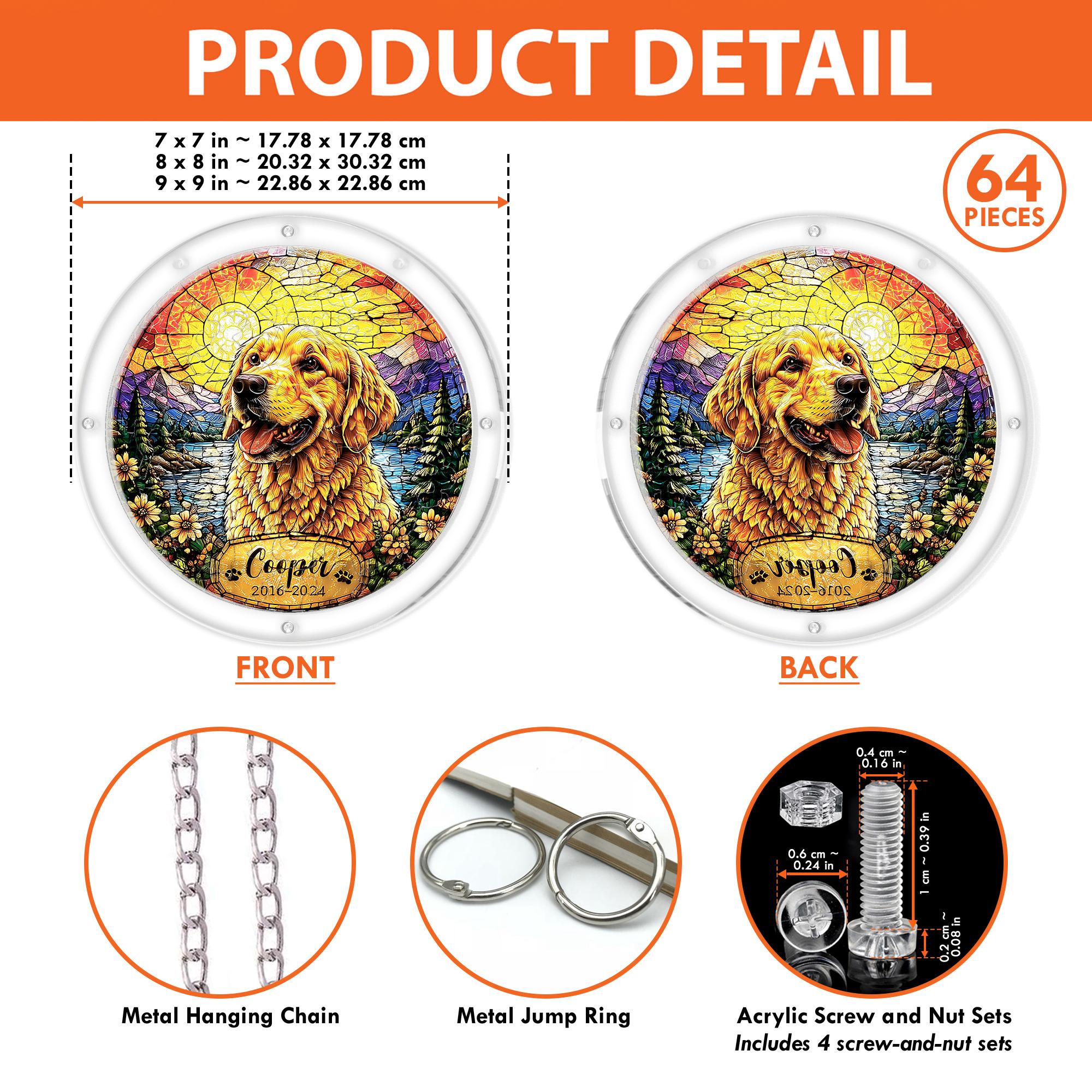 Open kraft gift box with the golden retriever memorial puzzle suncatcher and insert card