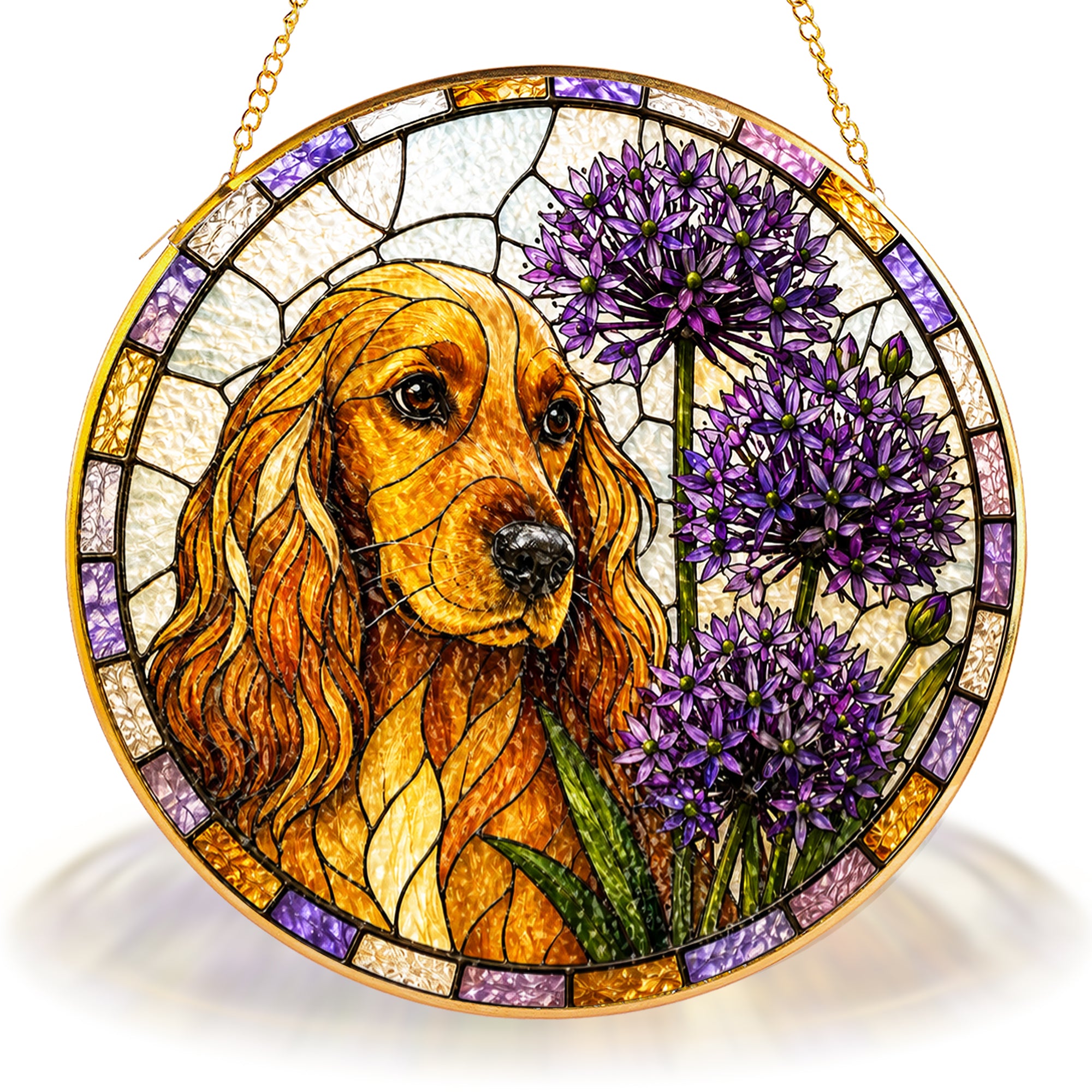 Cocker Spaniel & Allium Suncatcher gift box packaging